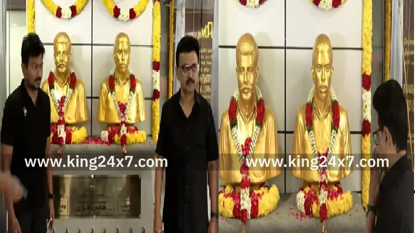 தாளமுத்து-நடராசன் சிலைகளை திறந்து வைத்தார் முதல்வர் மு.க.ஸ்டாலின்!! தாளமுத்து-நடராசன் சிலைகளை திறந்து வைத்தார் முதல்வர் மு.க.ஸ்டாலின்!!