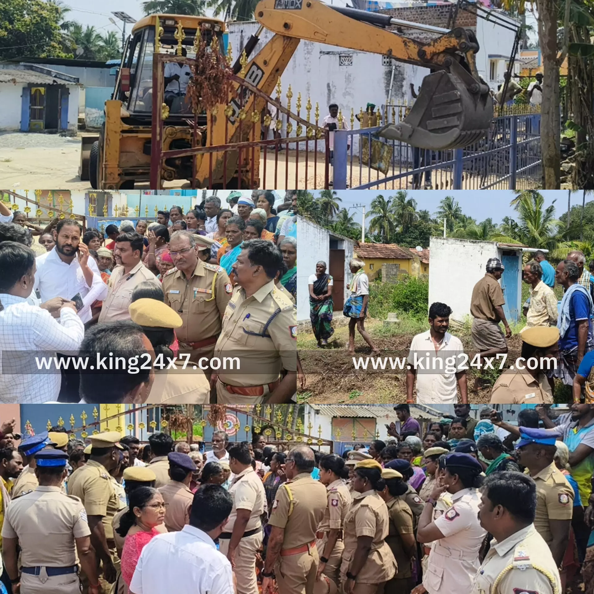 ராசிபுரம் அருகே நீதிமன்ற உத்தரவின்படி ஆக்கிரமிப்பை அகற்றிய காவல்துறையினர். கிராம மக்கள் அதிகாரிகளை தடுத்து நிறுத்தி வாக்குவாதம் பரபரப்பு..